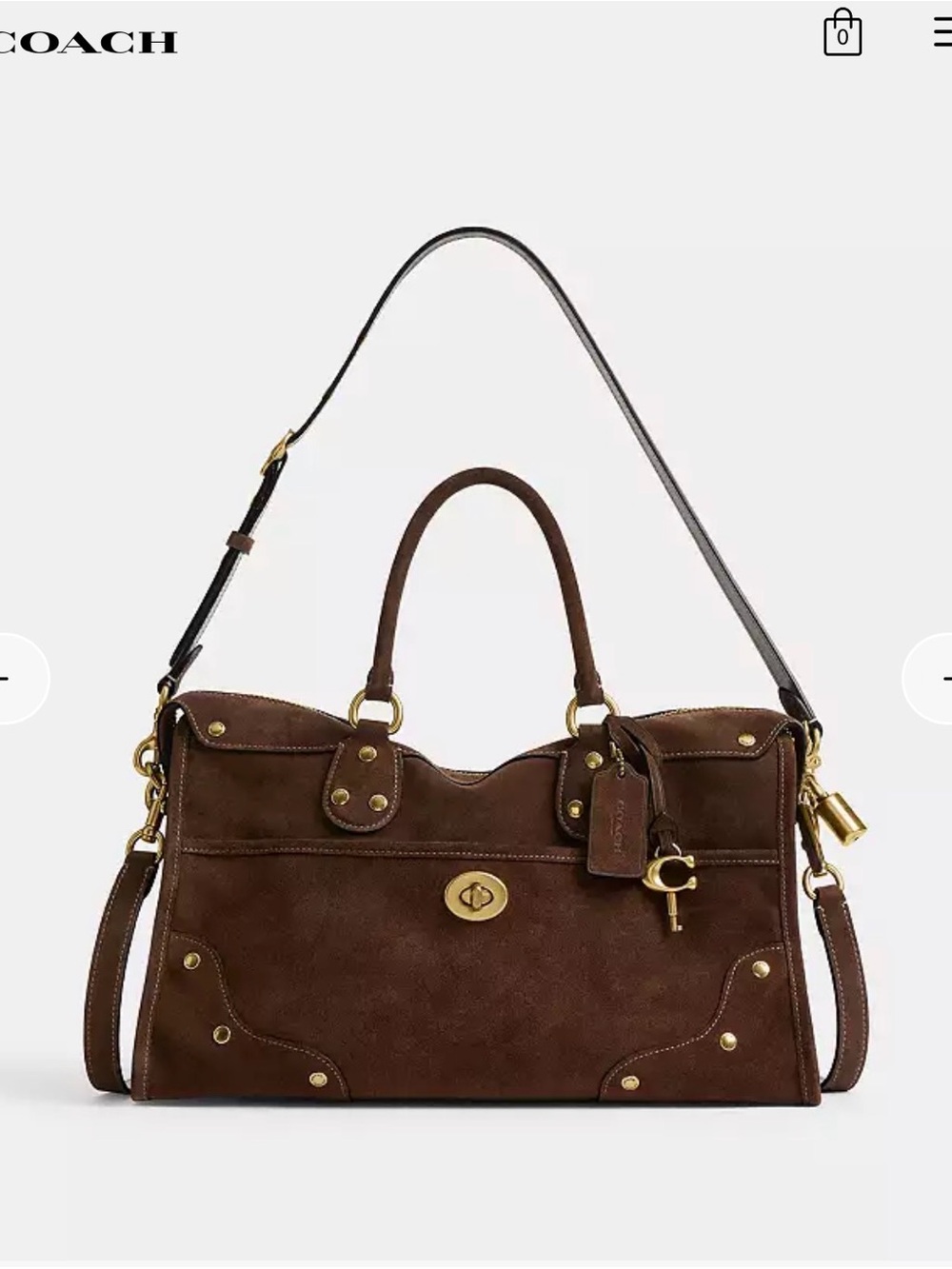 Coach Rhyder 38 in Chocolate Suede NWT